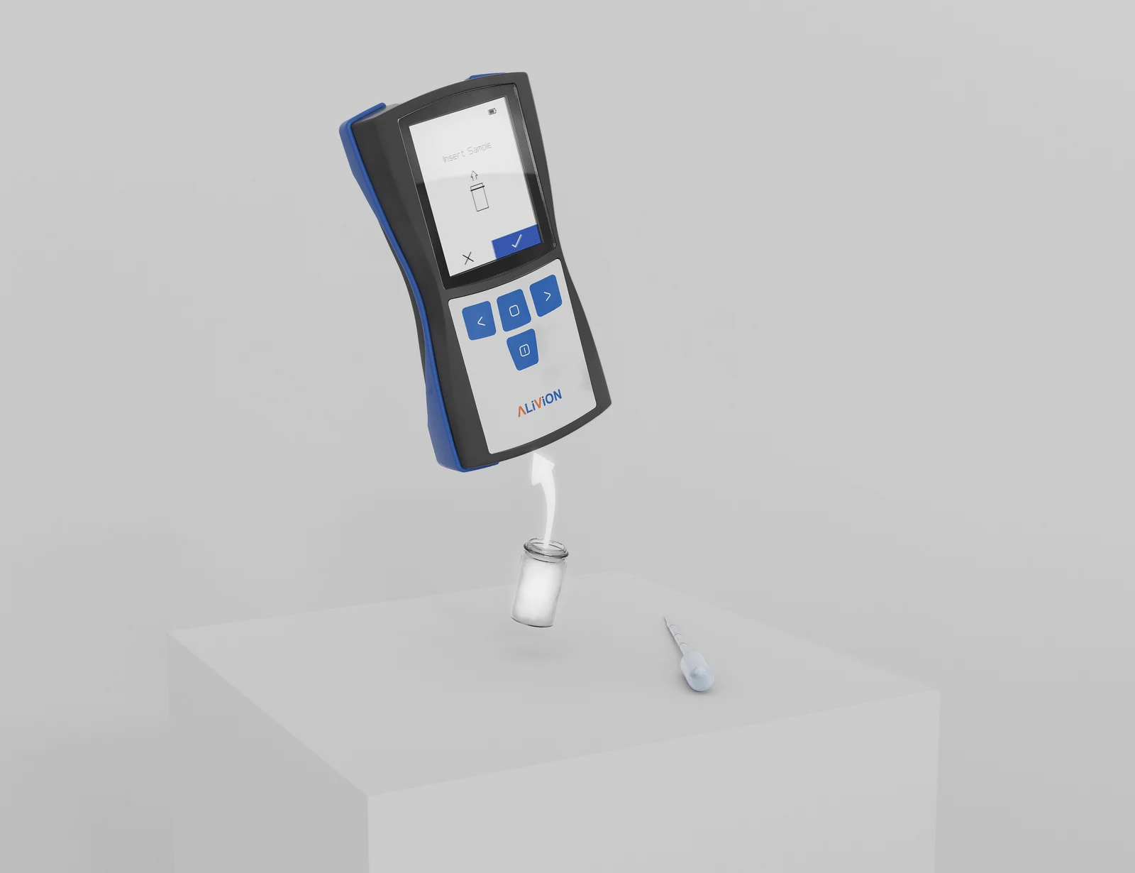 Screw the vial onto the device and follow the instructions.